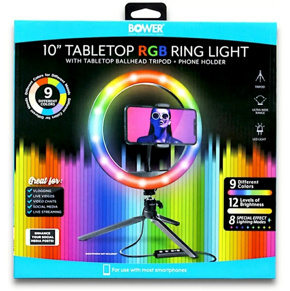 🆕️ Bower RGB 10-inch Tabletop Studio Kit Ring Light